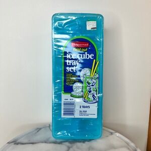 Vintage 1985 Rubbermaid Twist Out Ice Cube Tray Set 2 Pack Blue 8365 Made in USA